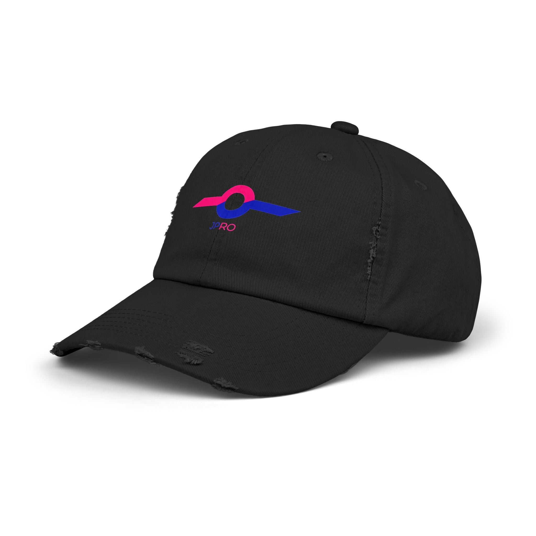 Distressed Baseball Cap with Neon Retro Wave Logo