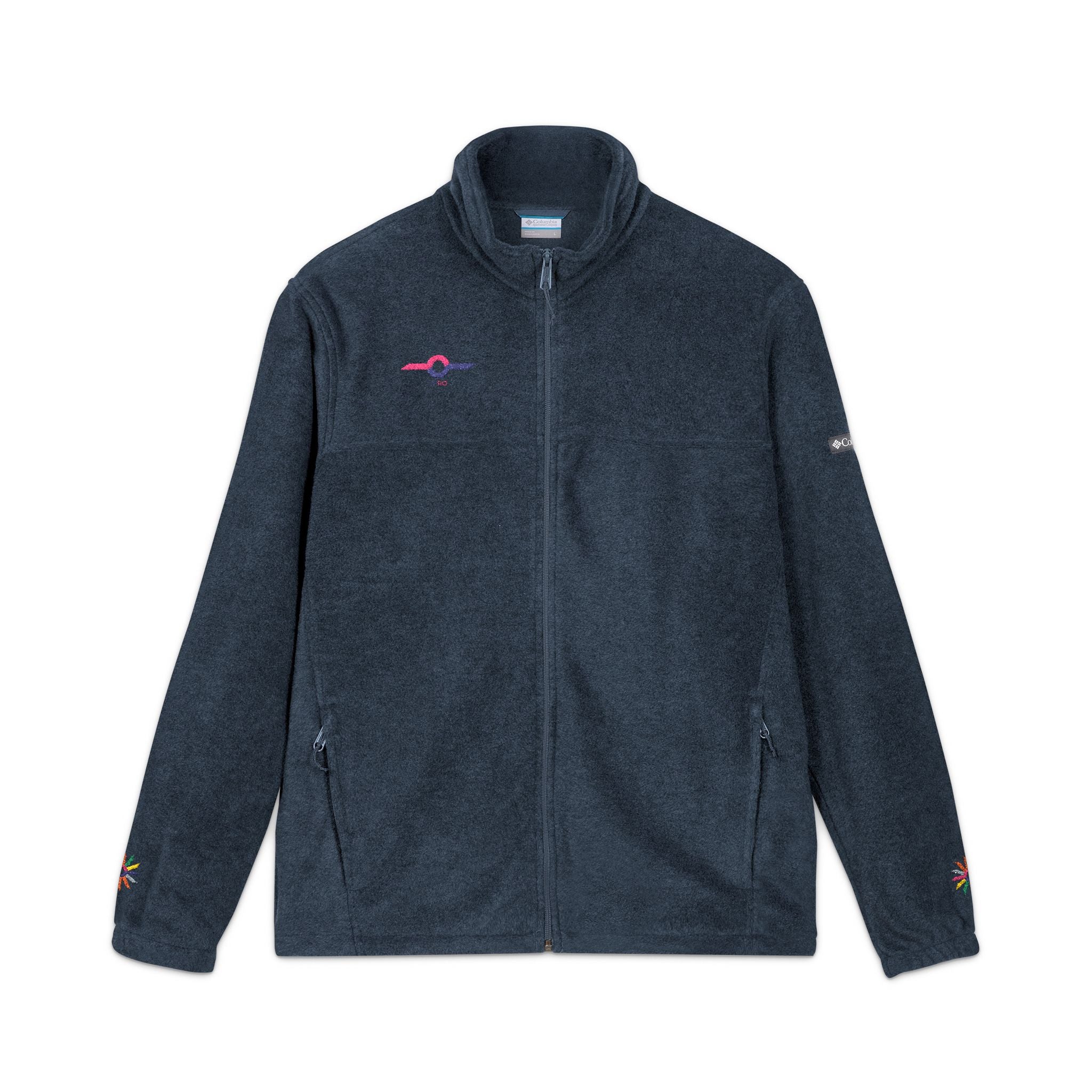 Embroidered Charcoal Fleece Jacket — Subtle Sunset Logo