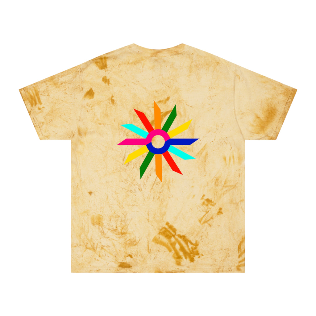 Tie-Dye Rainbow Sunburst T-Shirt — Colorful Geometric Graphic Tee