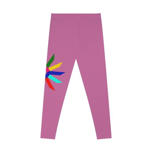 Pink Rainbow Sun Leggings — Colorful Boho AOP Stretch Leggings